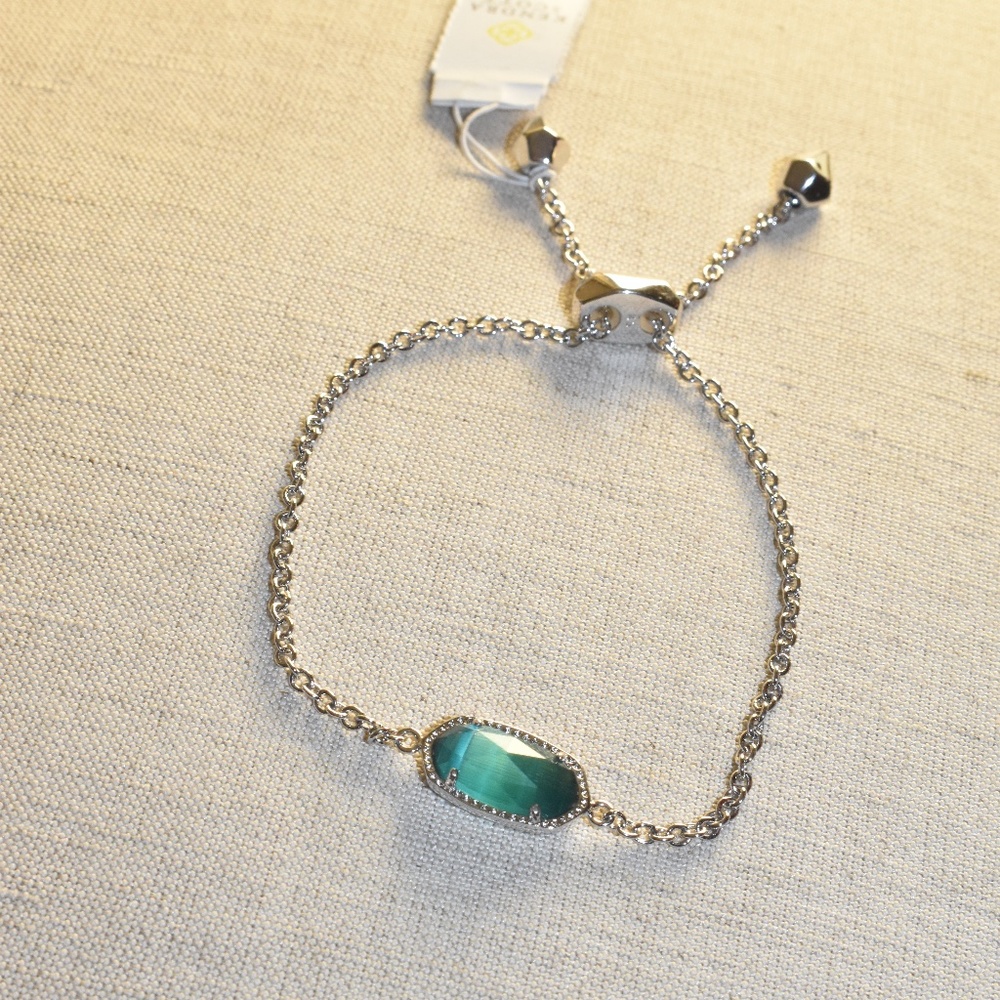 Brand New Kendra Scott Elaina Adjustable Chain Bracelet in Emerald Green